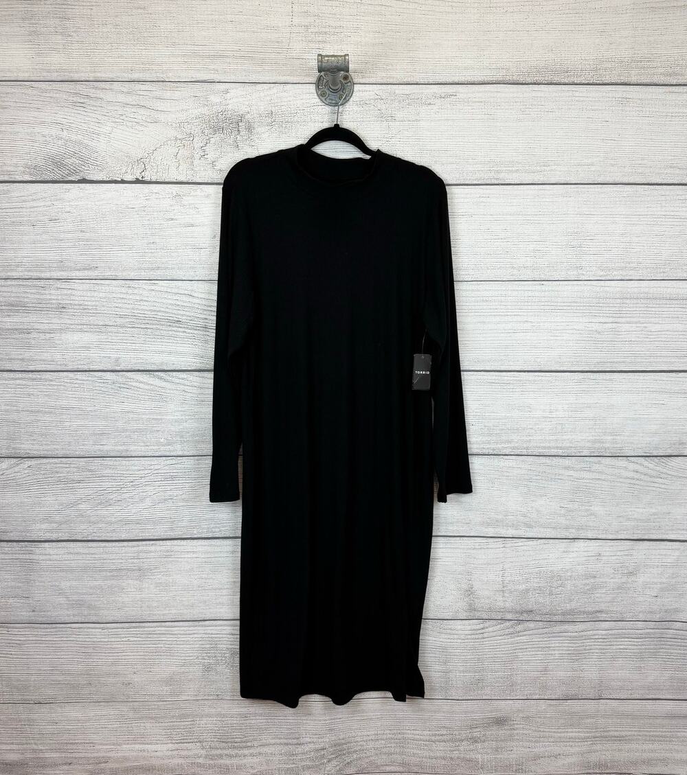 Torrid Plus Size Black Ribbed Mock Neck Fitted Super Soft Dress Size 3X